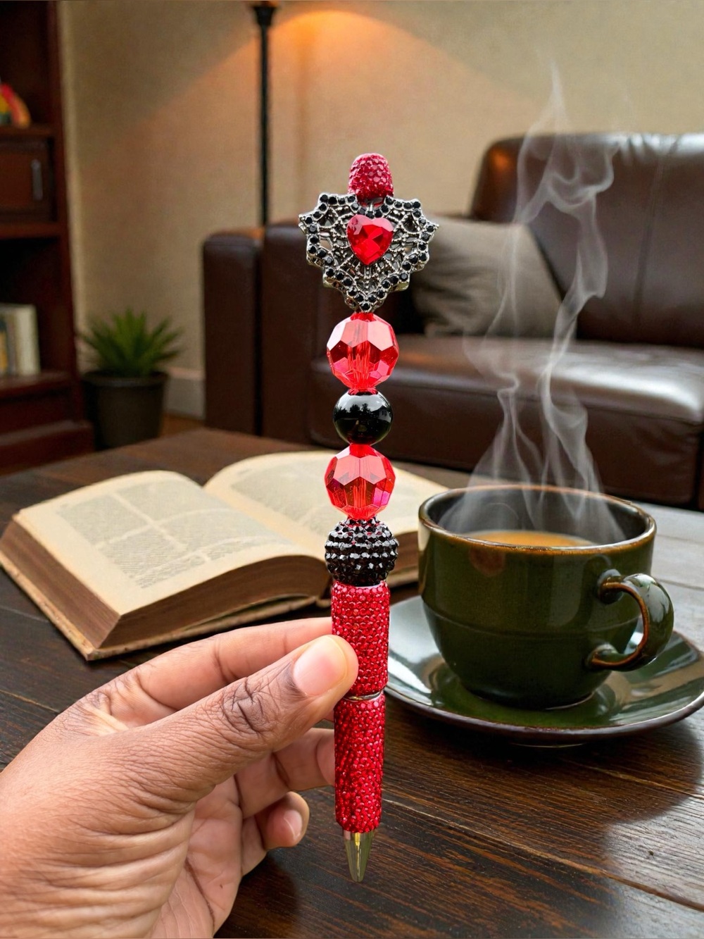 Handcrafted Elegant Red Crystal Pen